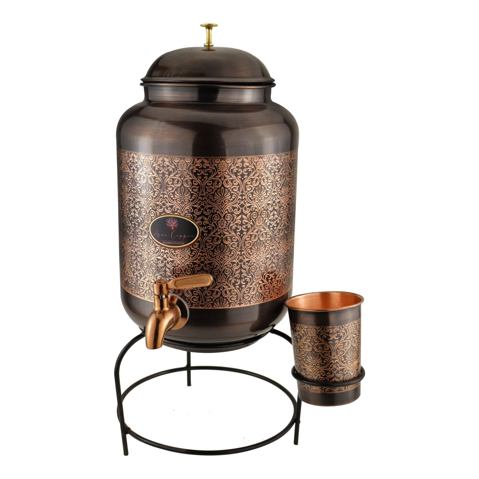 Jointless combo k/t copper matka carving antique